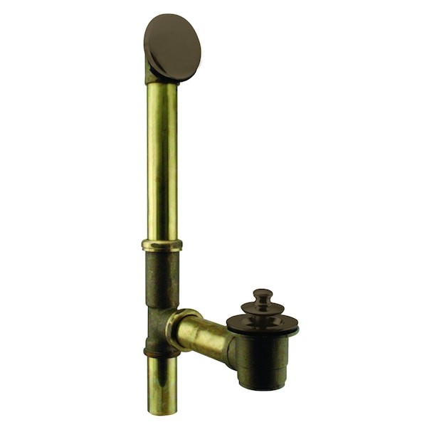 Westbrass Twist & Close Bath Waste, Hidden Overflow -14" Make-Up, 17 Ga. In Oil Rubbed Bronze D321H-12 (79417H-12) - main